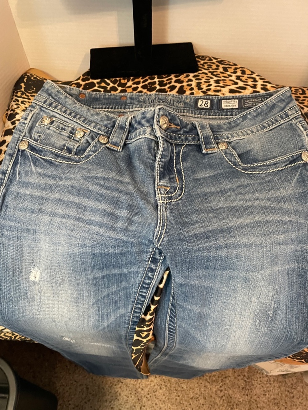 Miss Me Light Blue Denim Jeans with Embroidered Cross Pocket - Picture 3 of 10